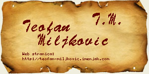 Teofan Miljković vizit kartica